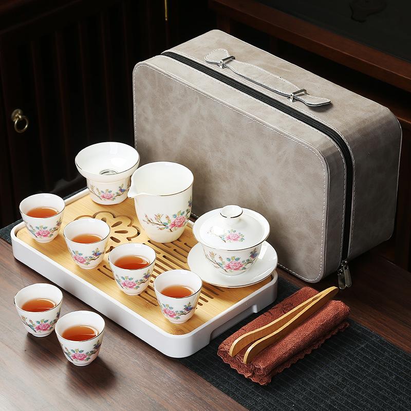 Business Bank Company Corporate Festival High-end Gift Set Suet Jade Porcelain Travel Tea Set