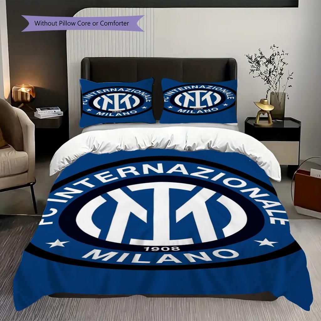 Inter Milan Emblem Vibrant Background Three-piece set (1 * duvet cover + 2 * pillowcase, without core) Bedding set Christmas birthday gift