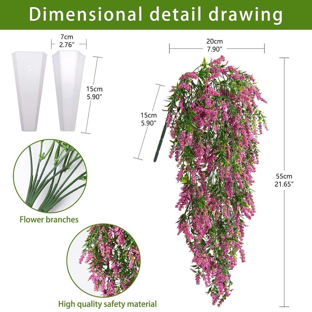 Artificial Hanging Vine Simulated Wall Hanging Fake Flower Plastic Flower Decorative Plant Basket Vine Lavender Wedding Decor
