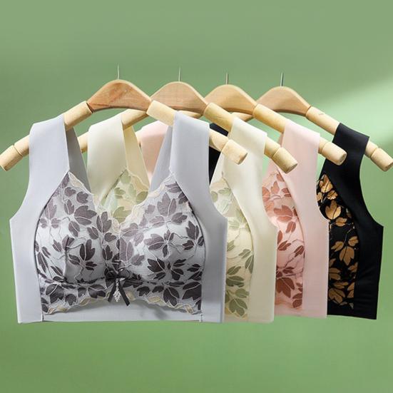 Женский цветочный кружевной бюстгальтер с полным покрытием на косточках, спортивное нижнее белье размера плюс, бесшовный подтягивающий бюстгальтер для большой груди