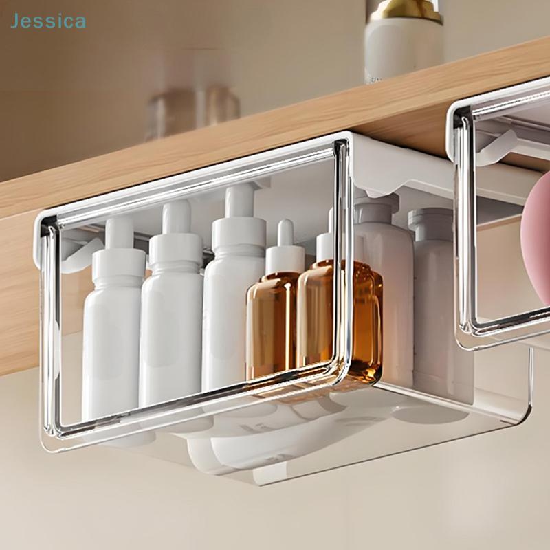 Under-Shelf Hanging Storage Bins Clear Plastic Organizers For Bathroom Kitchen Closet