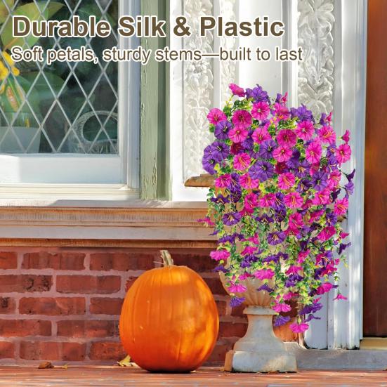 1/2Pcs Hanging Artificial Morning Glory UV Resistant Fake Flower Wedding Party Indoor Outdoor Garden Wall Hanging Faux Flower Decoration