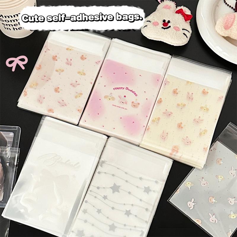 50 шт. милые мультяшные многоразовые пакеты самоклеящиеся креативные пакеты для печенья маленькие пакеты для конфет пакеты для закусок подарочная упаковка пакет