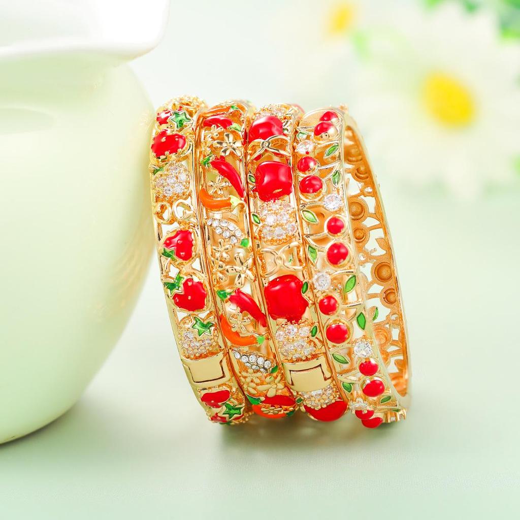 Widney Beijing Cloisonné Children's Open Diamond Bracelet - National Style Gift