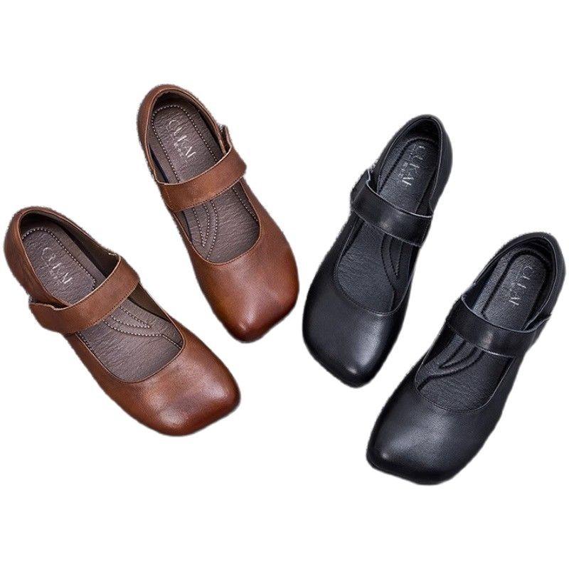 Flat-soled Soft Leather Shoes Retro Single Shoes Women's Casual Women's Shoes Women's Leather Shoes