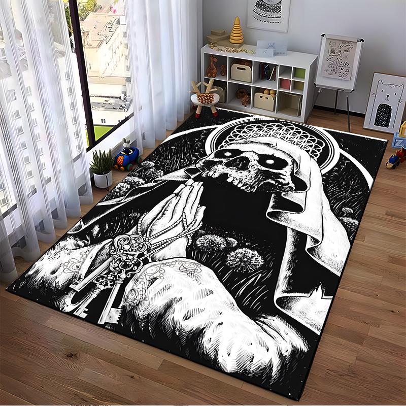 Mysterious Skull Art Rug Non-slip rug suitable for living room and bedroom sofas