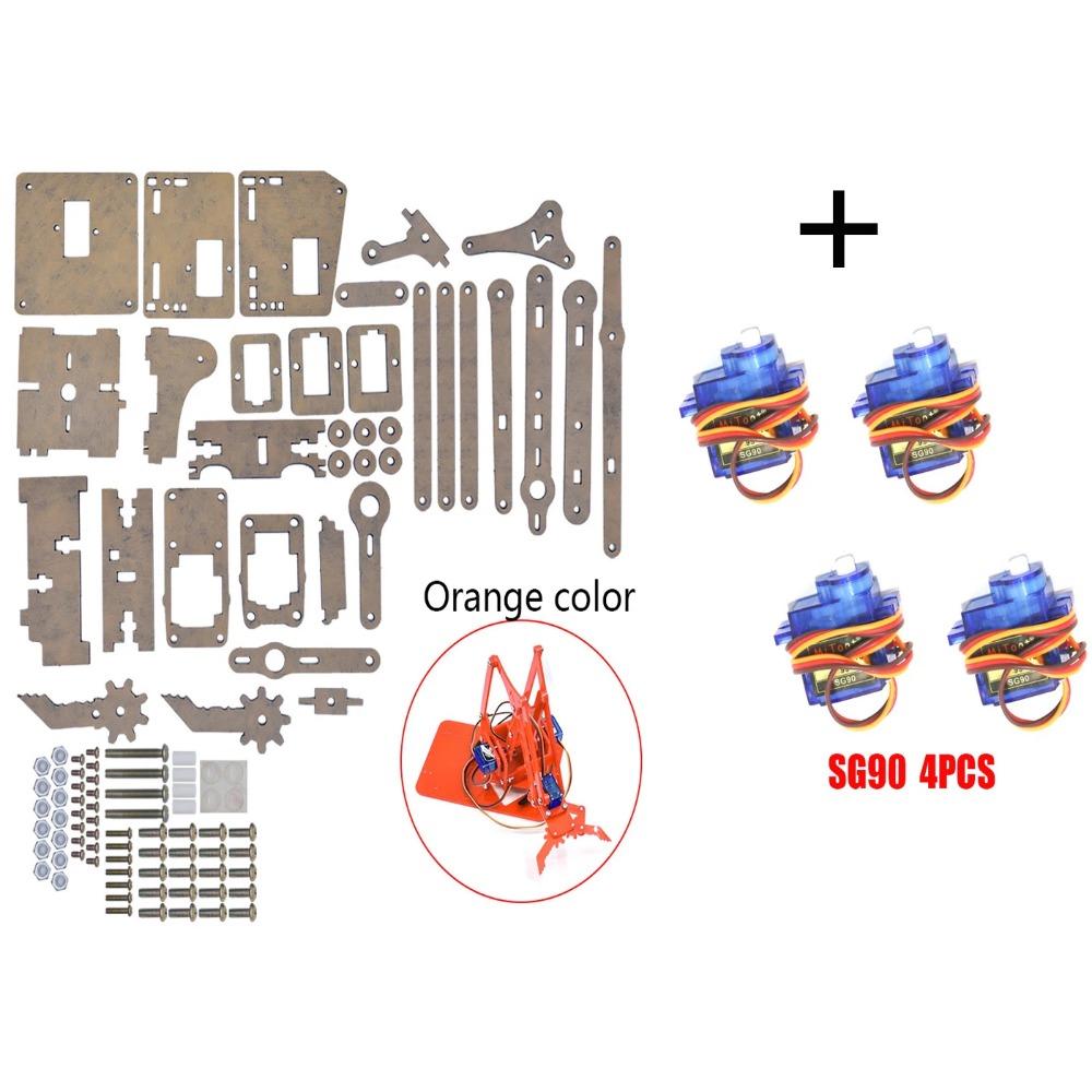 SG90 MG90S 4 DOF Несобранный Акриловый Механический Робот-Манипулятор Клешня Комплект Для Arduino Роботизированная Рука STEAM Комплект Программирование Роботизированной Руки