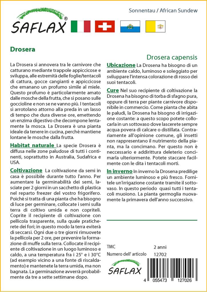 SAFLAX Росянка африканская - 200 семян - Drosera capensis