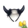 Косплей Рога Быка Ободок Головной убор Демон Обруч для волос Пушистый Хэллоуин Повязка для волос Дети