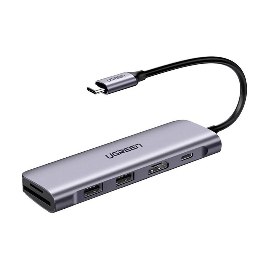 Ugreen CM195 Premium 6-in-1 USB-C Hub: HDMI, Dual USB-A 3.0 Ports, USB-C Power Delivery, SD/TF Card Reader - Space Gray