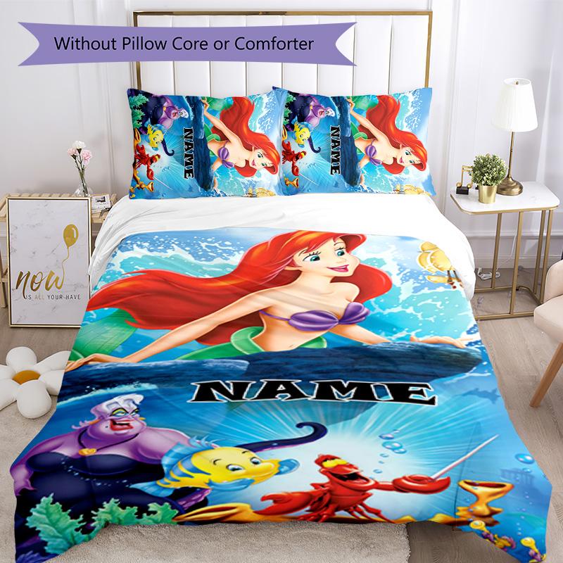 3pcs Princess9 Cover Set - Personalized Name, HD Printed Bedding with 1 Cover and 2 Pillowcases - Perfect for Home Decor, Easy Care