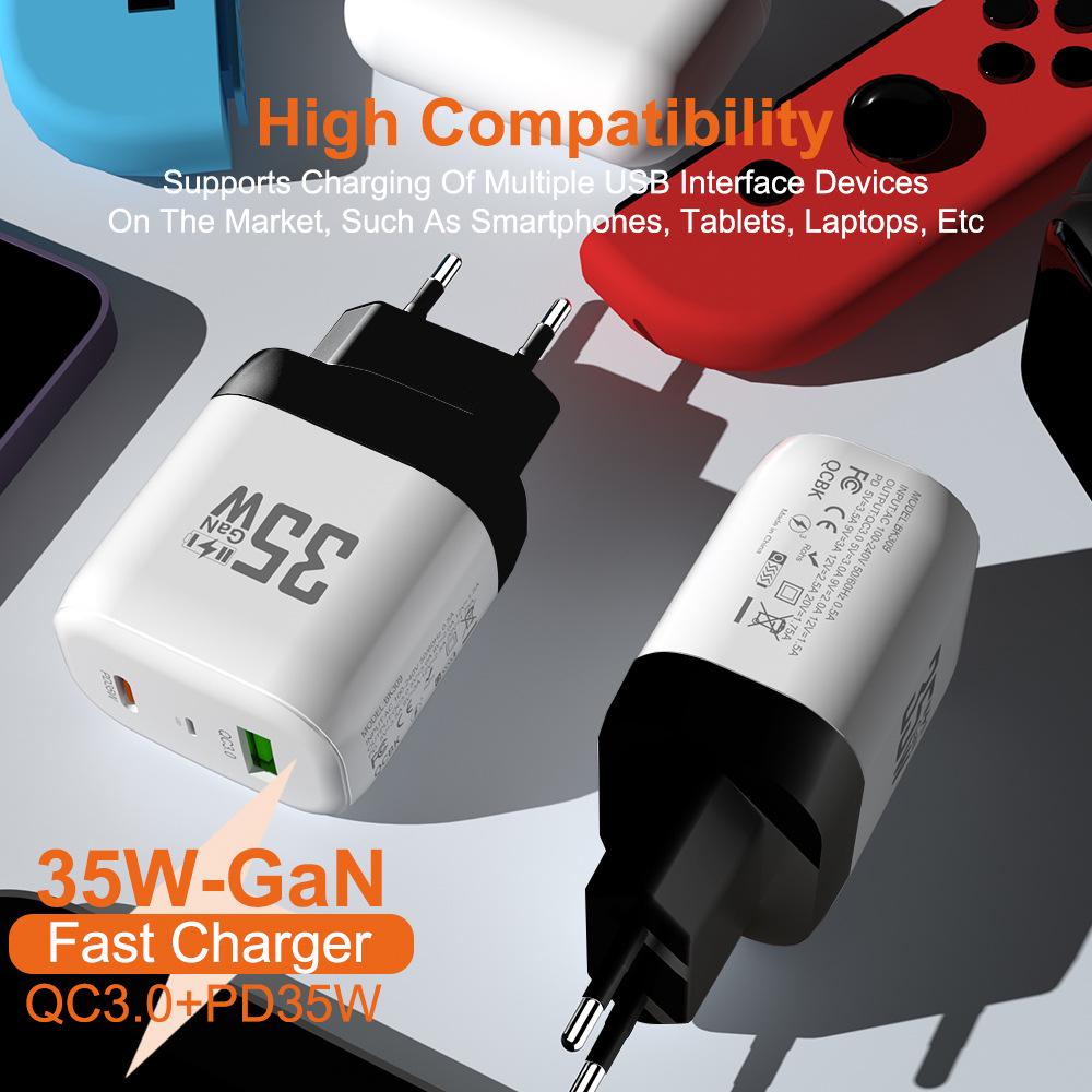 35W QC 3.0 PD Fast Charger GaN USB - EU & US Standard