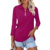 Women's Fashion Casual Lapel 3/4 Sleeve Shirt Women's Button Up Tops