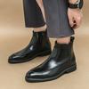 Модные мужские классические кожаные ботинки челси в стиле ретро, мужские модные повседневные короткие ботинки в британском стиле с толстой подошвой и высоким берцем