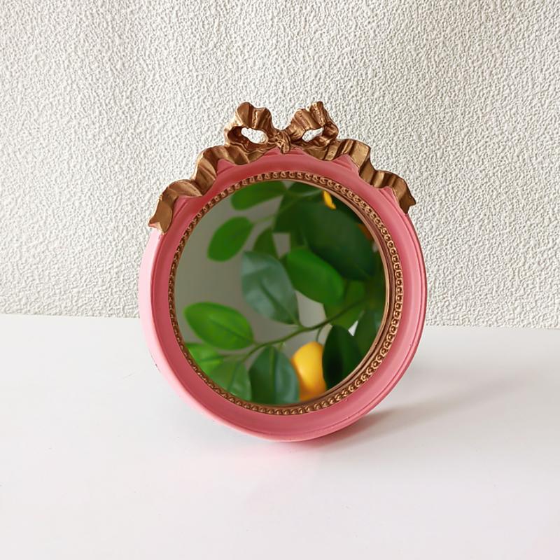 1PC Elegant Convenient Durable Gift Round Mirror Lightweight Sturdy Dressing Table Retro Decorative Mirror