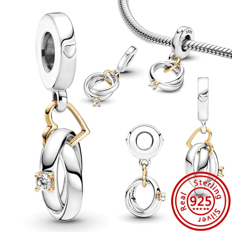 Медь 925 пробы Золотое Сердце Любви Четырехлистный Клевер Ангел Солнце Дерево Перья DIY Бусины Подходят для Оригинального Шарм-браслета Pantaro Мелкий Циркон