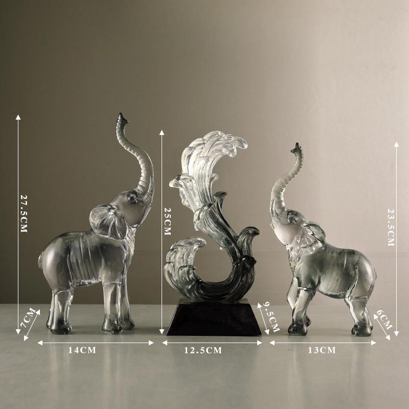 Light Luxury Transparent Wealth-winning Elephant Ornaments TV Cabinet Wine Cabinet Entrance Living Room Decorations Booming Gift