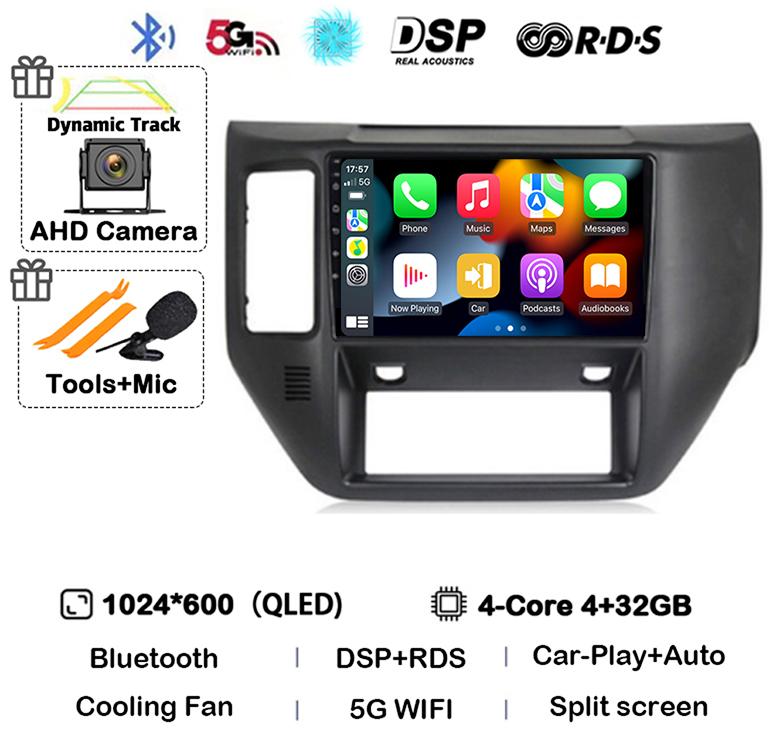 Android 14 Carplay Auto 4G WIFI Автомагнитола для Nissan Patrol V Y61 2004 - 2011 Мультимедийный видеоплеер Навигация GPS Стерео BT