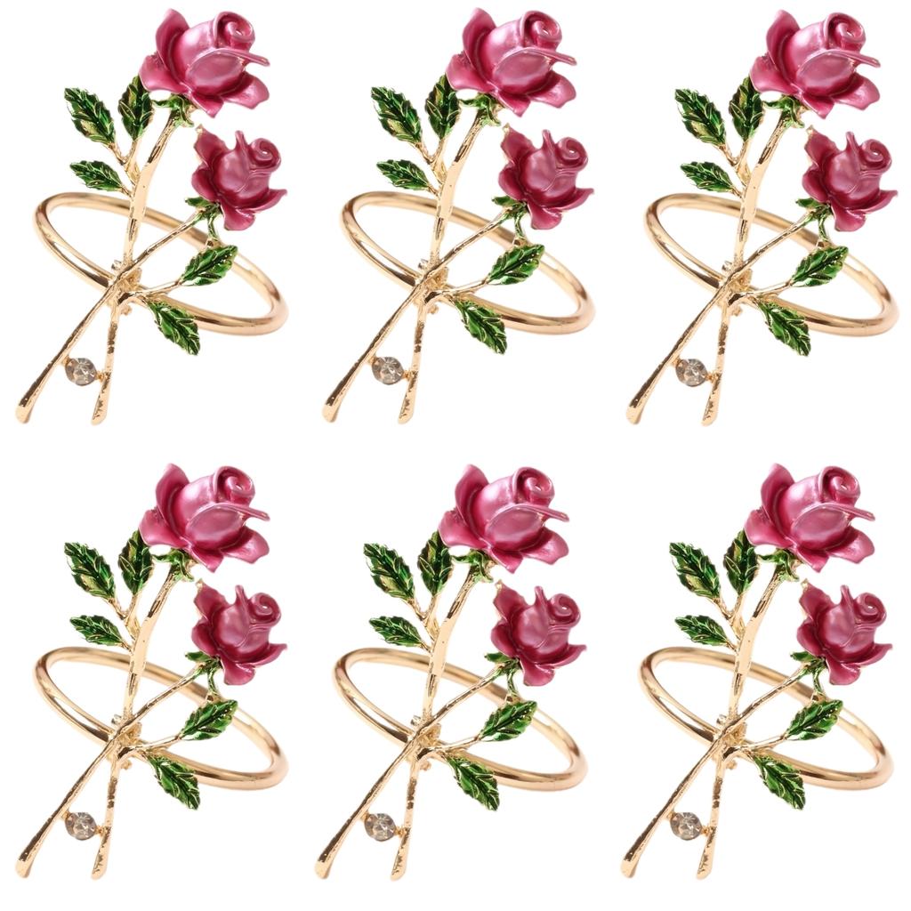 6 шт. Кольца для салфеток Роза Держатель для салфеток для свадебного украшения обеденного стола Домашние кольца для салфеток 6,5x4 см Украшения для стола