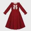Стильное длинное платье принцессы красного цвета для маленьких девочек - коллекция зима и осень