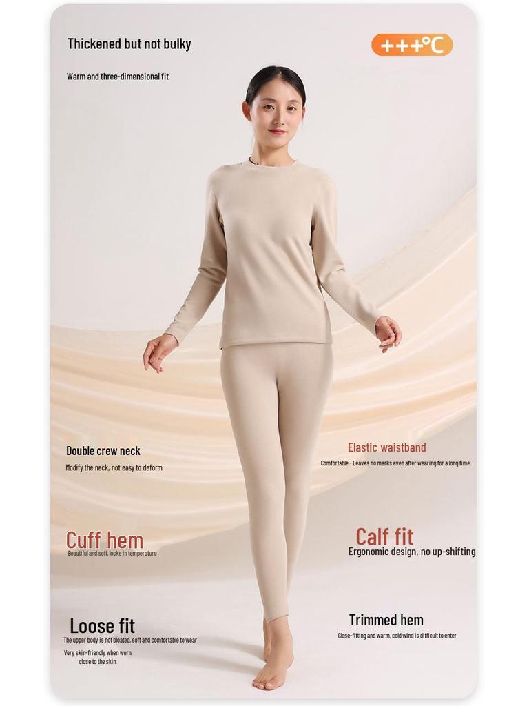 Женский теплый флисовый бархатный комплект термобелья - Утепленный, облегающий, 460 г с подогревом, пропитанный гиалуроновой кислотой зимний комплект