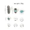 Ретро Кольцо с Бирюзовым Кактусом Набор 9 шт Faion Ювелирные Аксессуары Сплав Вставка Искусственный Драгоценный Камень Новое Состояние
