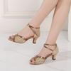 Latin Dance Shoes Adult Female Open Toe Social Dance Shoes 5.5cm Medium Heel Soft Sole