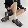 Black French Thick Heel Platform Small Leather Shoes Women's 2025 New Autumn and Winter Versatile Retro Height-increasing Mary Jane Single Shoes