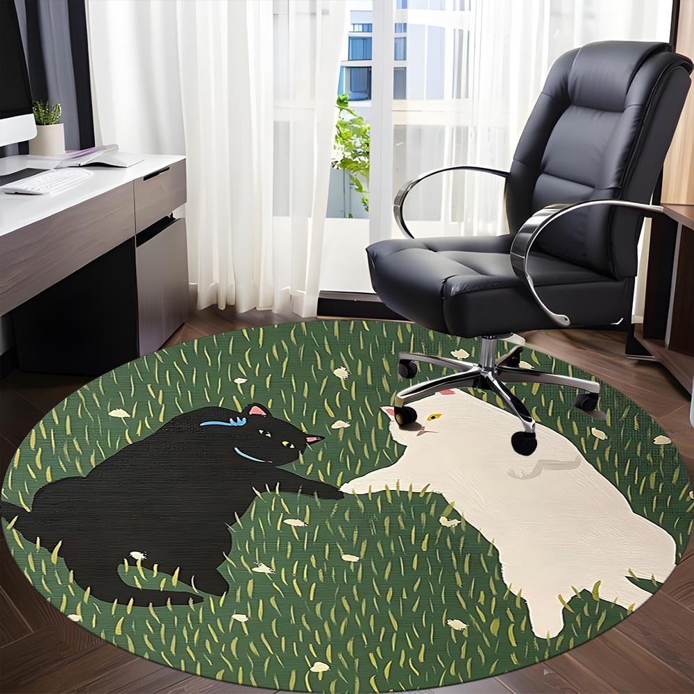 1pc Cats Friendship Office Round Area Rug, Under Office Chairs Bedroom Living Room Home Decor, Room Deco, Available in Various Sizes 234