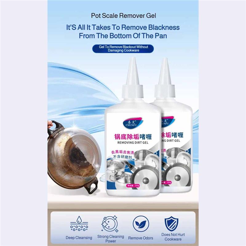 Мощное средство для чистки кастрюль и сковородок из нержавеющей стали Сильный обезжириватель и гель для удаления черного нагара Средство для очистки пригоревшего дна посуды