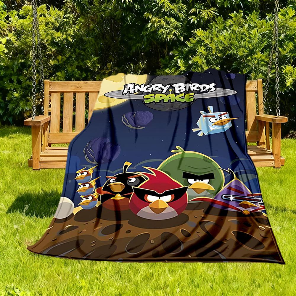 1PC Angry Birds Space Outdoor Flannel Throw Blanket - HD Printed Lightweight Soft Warm All-Season Blanket for Sofa, Bed, Travel, Camping 096