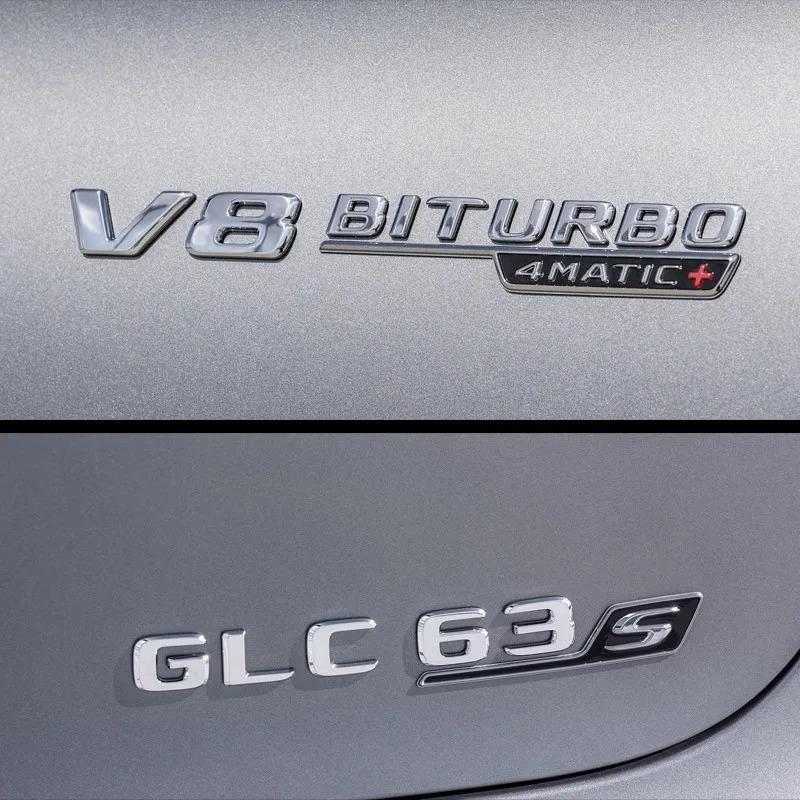 Для Mercedes Benz Silver Black X253 C253 GLC43 GLC63 GLC63s GLC 63 S AMG Эмблема V8 BITURBO 4MATIC 4MATIC+ Эмблемы Значки