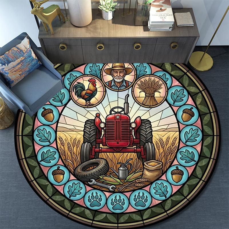 Water Delivery Truck Art Round Area Rug Under Office Chairs Bedroom Living Room Home Decor