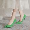 Ins Designer Green White Yellow Stiletto Heels Pumps 7cm High Heels Shallow Party Pumps Office Ladies Dress Wedding Shoes