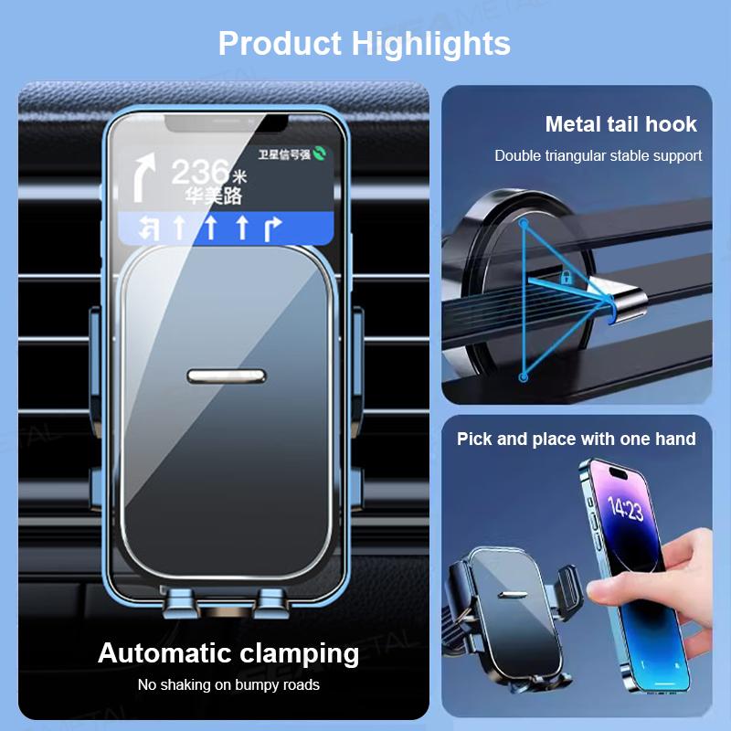 SEAMETAL Gravity Car Phone Holder Air Vent Hook Clip Adjustable 360 Rotation Vent Clip Car Phone Holder Mount