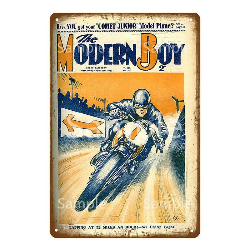 Винтажный постер гоночного мотоцикла Triumph Металлическая жестяная табличка Ретро знаки для паба бара гаража домашнего декора стен 20x30см YL143