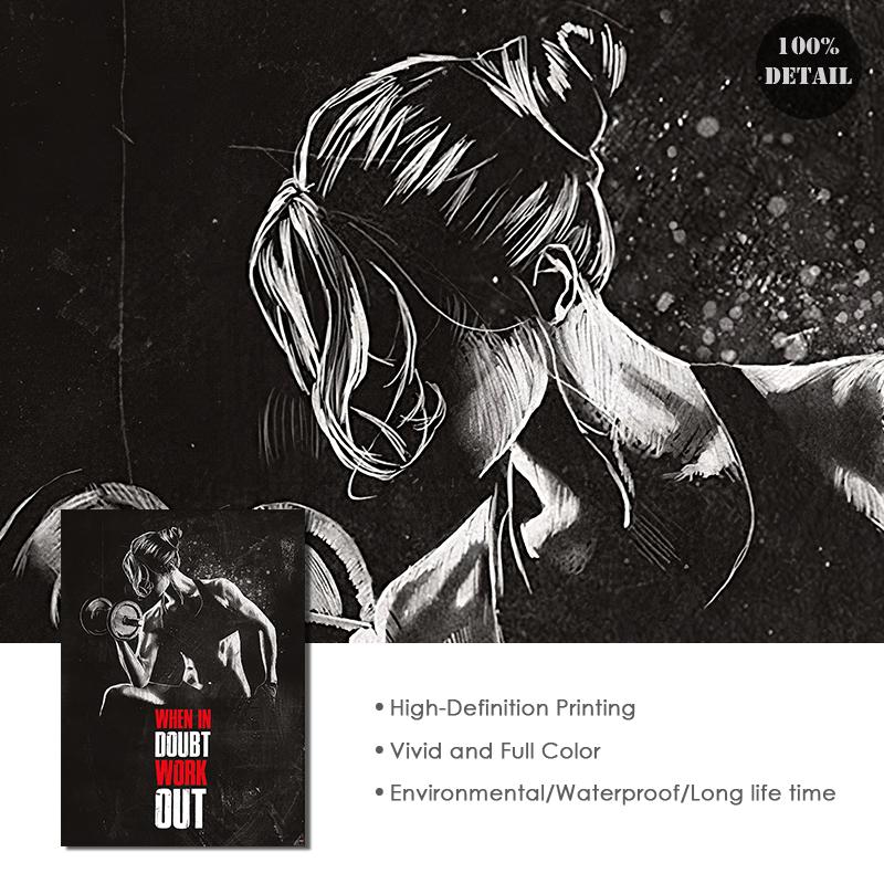Постеры для фитнеса, мужчины и женщины, черно-белые современные холсты, настенные художественные принты, живопись, мотивирующие цитаты, картина для спортзала, украшение для дома