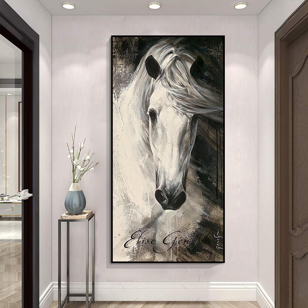 Животное Лошадь Украшение Картина Аннотация Простой Стиль Холст Плакат Гостиная Стены Искусства Фрески для Современного Домашнего Декора Эстетика