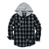 Men's Plaid Shirt Hooded Button Sweatshirt Men's Casual Fashion Sweatshirt