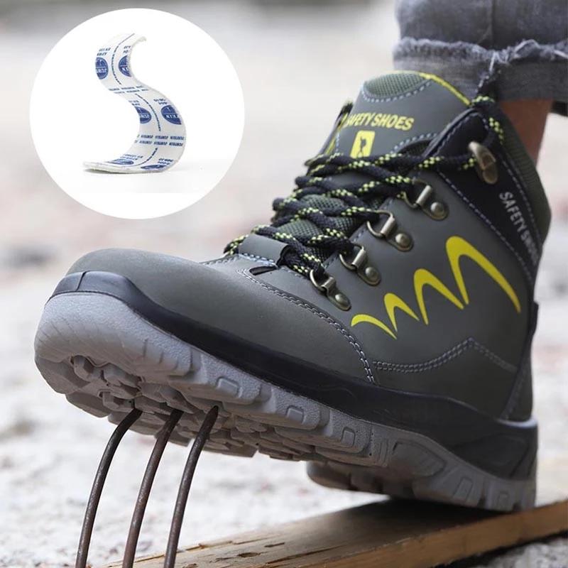Мужские защитные ботинки Уличная обувь со стальным носком Водонепроницаемая рабочая обувь с защитой от проколов Короткие плюшевые мужские кроссовки Рабочие ботинки Зимние теплые меховые неразрушимые ботинки