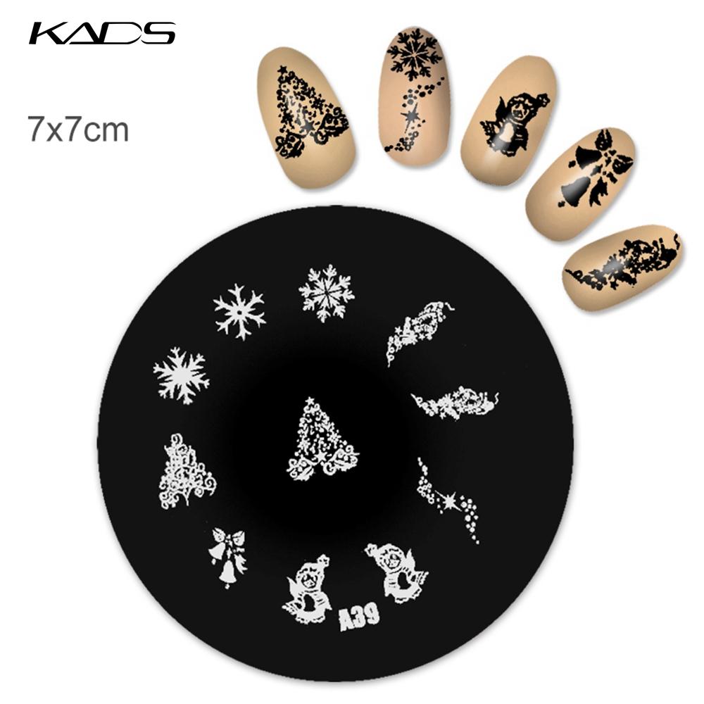 kads 1PC Round Stainless Steel Nail Art Nail Stamping Plates Manicure Stamp DIY for Nail Templates Classic Series Tools