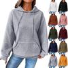 Autumn and Winter In Europe and The United States Women's New Small Grunge Round Neck Hooded Long-sleeved Sweater Solid Color Blouse Female