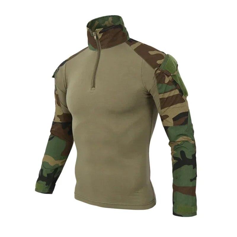 Men's Outdoor Tactical Hiking T-Shirts,Military Army Camouflage Long Sleeve Hunting Climbing Shirt,Male Breathable Sport Clothes