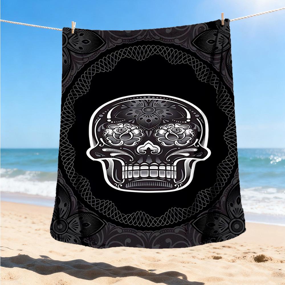 1pc Sugar Skull Decor Outdoor Flannel Blanket , Machine Washable Perfect Gift for Birthday , Holiday Travel Accessory , Durable Material