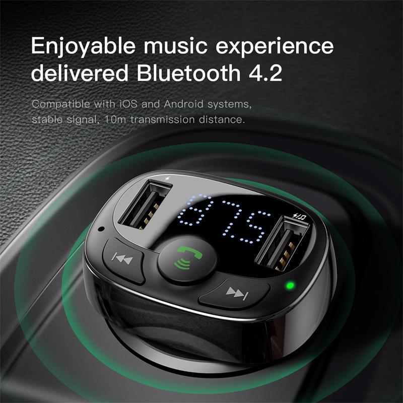 Baseus FM-передатчик Bluetooth Aux Аудио MP3-плеер FM-радио Двойной USB Быстрая зарядка Автомобильное зарядное устройство FM-модулятор Hands-free Автомобильный комплект