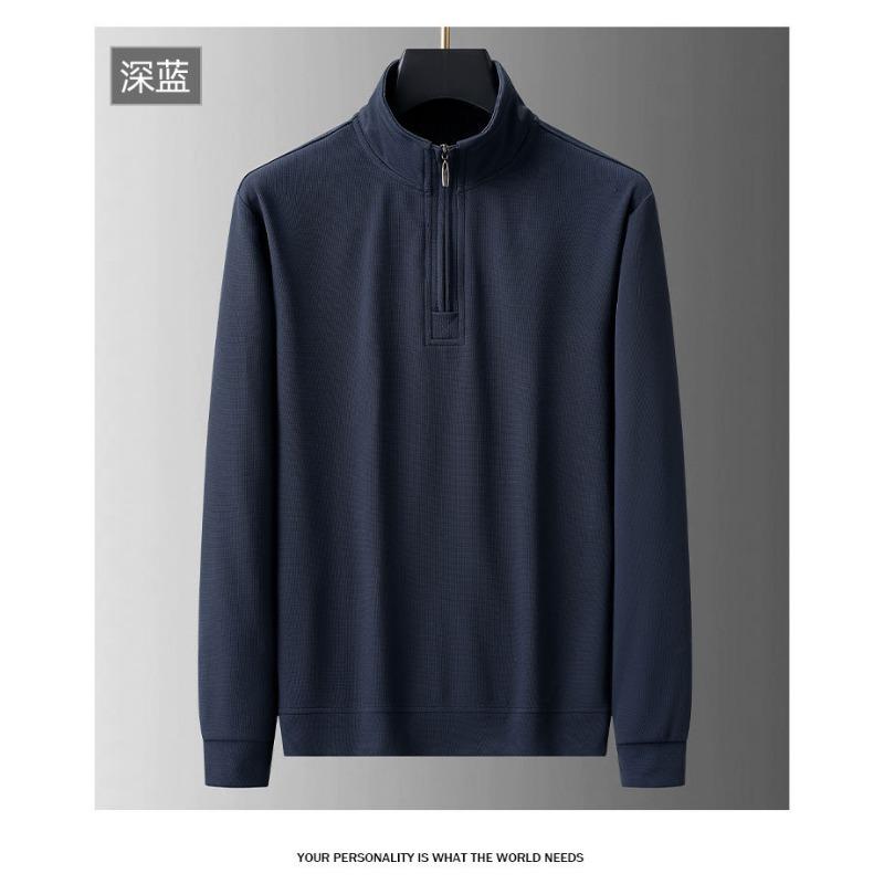 Мужская толстовка с полумолнией и воротником-стойкой, с длинным рукавом, повседневная