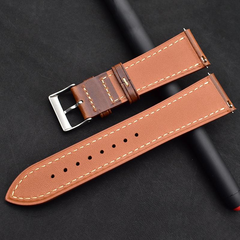 Подходит для Samsung Gears3Ticwatch Huami Watch Moto360 Тонкий Ремешок из Натуральной Коровьей Кожи Быстросъемный