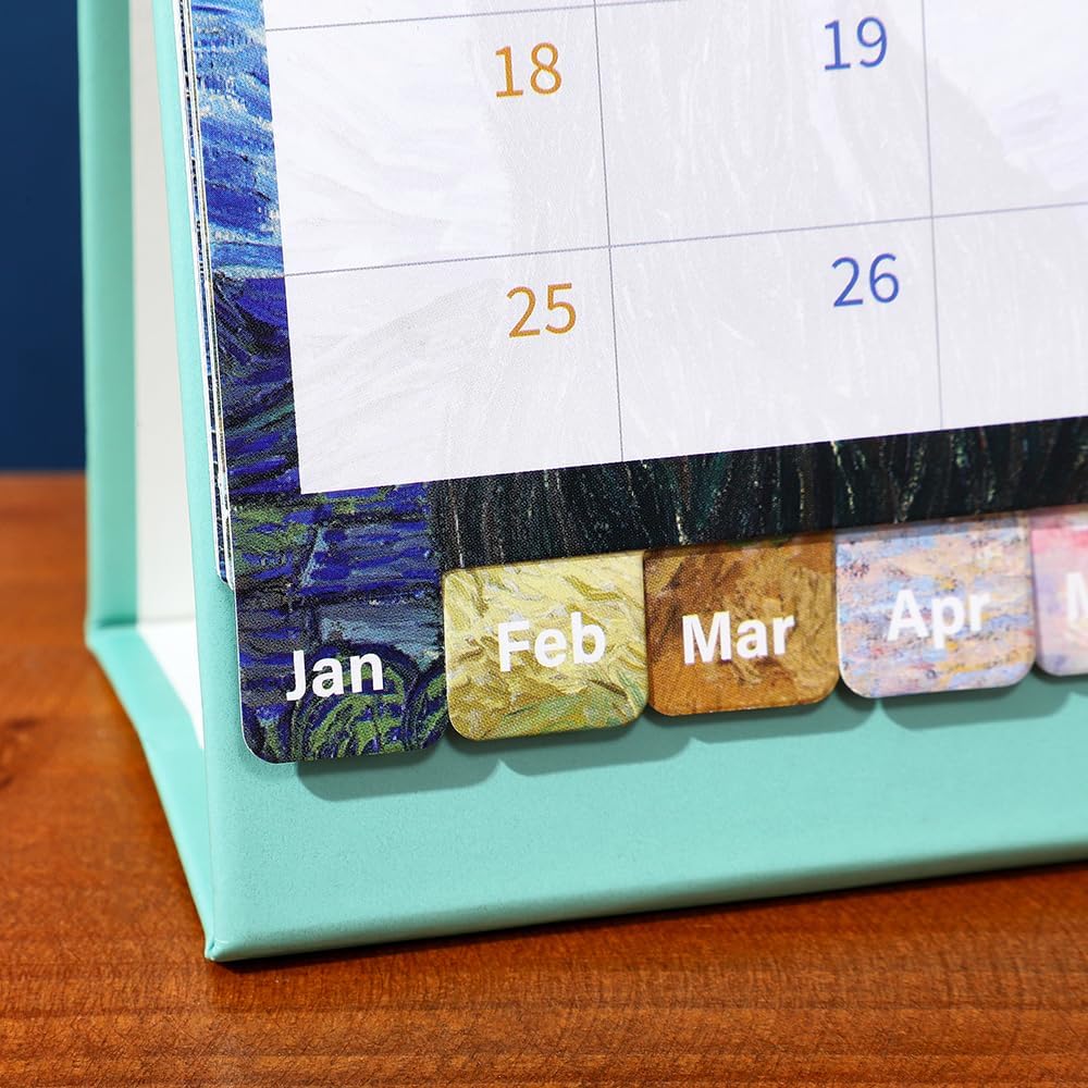 Календарь 2026 Настольный календарь - Перекидной календарь с художественными изображениями в стиле винтажной масляной живописи, с метками месяцев и четким отображением дат, подходит для офиса