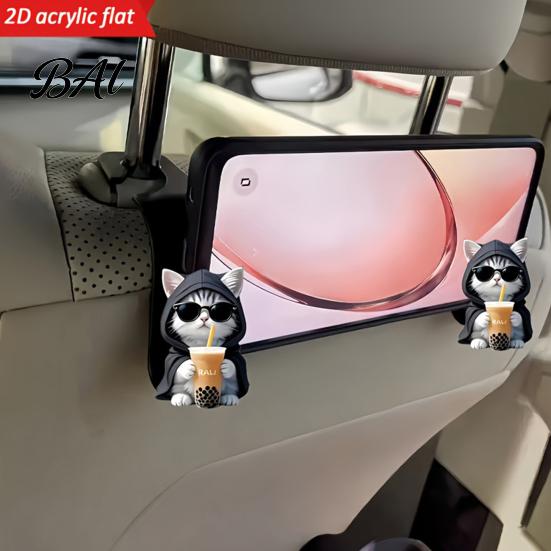 Car Storage Accessories Seat Hook, Cartoon Cat/Dog Pattern Decor, Durable Load Bearing Acrylic Heavy Duty Purse Hook Headrest Hanger, Universal