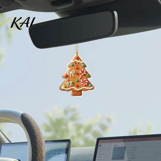 Charming Holiday Interior Decoration Gingerbread Christmas Tree Pendant, Double-sided Acrylic Hanging Ornament for Decorative Party Favors Home Decor